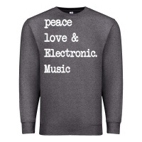 Charcoal Heather peace love & electronic music  edm techno t shirt Premium Sweatshirt - linhVisuals