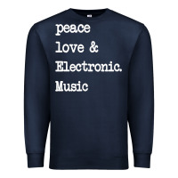 Navy peace love & electronic music  edm techno t shirt Premium Sweatshirt - linhVisuals