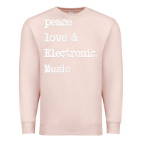 Pale Pink peace love & electronic music  edm techno t shirt Premium Sweatshirt - linhVisuals