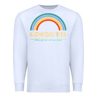 White genesis 913 god's promise faithfully rainbow bible verse t shirt Premium Sweatshirt - linhVisuals