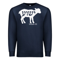Navy isaiah 53 lamb yeshua jesus t shirt Premium Sweatshirt - linhVisuals