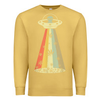 Antique Gold vintage alien weed pot leaf ufo abduction marijuana cannabis t shirt Premium Sweatshirt - linhVisuals
