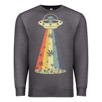 Charcoal Heather vintage alien weed pot leaf ufo abduction marijuana cannabis t shirt Premium Sweatshirt - linhVisuals