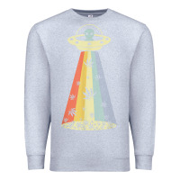 Heather Grey vintage alien weed pot leaf ufo abduction marijuana cannabis t shirt Premium Sweatshirt - linhVisuals
