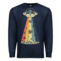 Vintage Alien Weed Pot Leaf Ufo Abduction Marijuana Cannabis T Shirt Premium Sweatshirt | Teevron