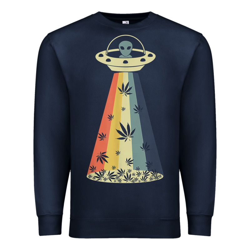 Vintage Alien Weed Pot Leaf Ufo Abduction Marijuana Cannabis T Shirt Premium Sweatshirt by linhVisuals | Teevron