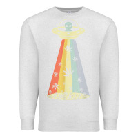 Oatmeal Heather vintage alien weed pot leaf ufo abduction marijuana cannabis t shirt Premium Sweatshirt - linhVisuals