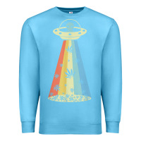 Ocean Blue vintage alien weed pot leaf ufo abduction marijuana cannabis t shirt Premium Sweatshirt - linhVisuals