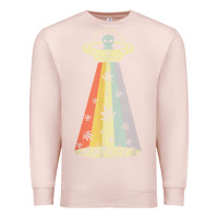 Pale Pink vintage alien weed pot leaf ufo abduction marijuana cannabis t shirt Premium Sweatshirt - linhVisuals