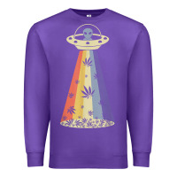 Purple vintage alien weed pot leaf ufo abduction marijuana cannabis t shirt Premium Sweatshirt - linhVisuals