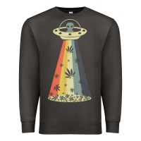 Smoke vintage alien weed pot leaf ufo abduction marijuana cannabis t shirt Premium Sweatshirt - linhVisuals