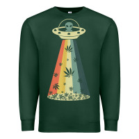 Sports Green vintage alien weed pot leaf ufo abduction marijuana cannabis t shirt Premium Sweatshirt - linhVisuals
