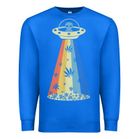 True Royal vintage alien weed pot leaf ufo abduction marijuana cannabis t shirt Premium Sweatshirt - linhVisuals