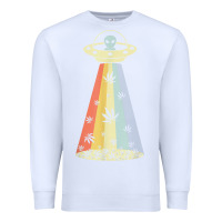 White vintage alien weed pot leaf ufo abduction marijuana cannabis t shirt Premium Sweatshirt - linhVisuals