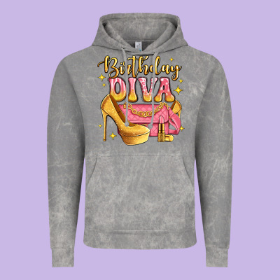 Birthday Diva Pink And Gold Glitter Vintage Hoodie Designed By Lillyallendesigns
