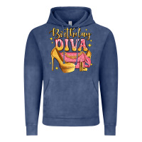 Vintage Denim birthday diva pink and gold glitter Vintage Hoodie - LillyAllenDesigns