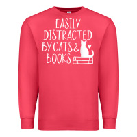 Cardinal easily distracted by cats and books   cute book lover t shirt Premium Sweatshirt - linhVisuals