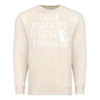Sandshell easily distracted by cats and books   cute book lover t shirt Premium Sweatshirt - linhVisuals