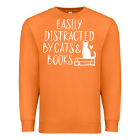 Carrot easily distracted by cats and books   cute book lover t shirt Premium Sweatshirt - linhVisuals