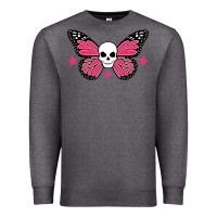 Charcoal Heather butterfly skull Premium Sweatshirt - linhVisuals