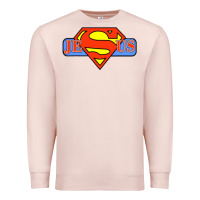 Pale Pink tshirt my superhero is jesus, faith love god shirt t shirt Premium Sweatshirt - linhVisuals