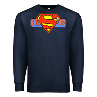 Navy tshirt my superhero is jesus, faith love god shirt t shirt Premium Sweatshirt - linhVisuals