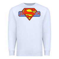White tshirt my superhero is jesus, faith love god shirt t shirt Premium Sweatshirt - linhVisuals