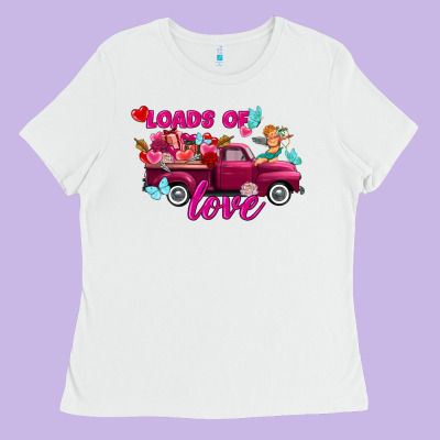 Loads Of Love Valentine's Day Truck Ladies Tee Designed By Fadigitalartstudio