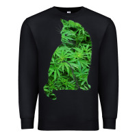 Black funny cannabis & cat lover marijuana weed smoker art t shirt Premium Sweatshirt - linhVisuals