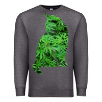 Charcoal Heather funny cannabis & cat lover marijuana weed smoker art t shirt Premium Sweatshirt - linhVisuals