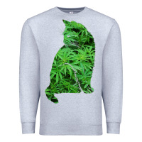 Heather Grey funny cannabis & cat lover marijuana weed smoker art t shirt Premium Sweatshirt - linhVisuals