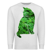 Oatmeal Heather funny cannabis & cat lover marijuana weed smoker art t shirt Premium Sweatshirt - linhVisuals