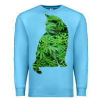 Ocean Blue funny cannabis & cat lover marijuana weed smoker art t shirt Premium Sweatshirt - linhVisuals