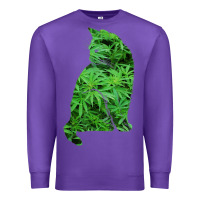 Purple funny cannabis & cat lover marijuana weed smoker art t shirt Premium Sweatshirt - linhVisuals