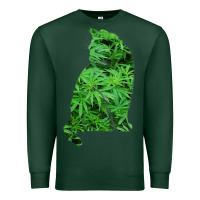 Sports Green funny cannabis & cat lover marijuana weed smoker art t shirt Premium Sweatshirt - linhVisuals