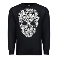 Black funny pitbull skull dog skeleton halloween t shirt Premium Sweatshirt - linhVisuals