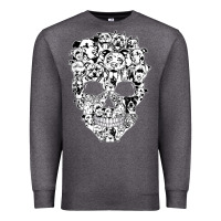 Charcoal Heather funny pitbull skull dog skeleton halloween t shirt Premium Sweatshirt - linhVisuals