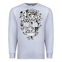 Heather Grey funny pitbull skull dog skeleton halloween t shirt Premium Sweatshirt - linhVisuals