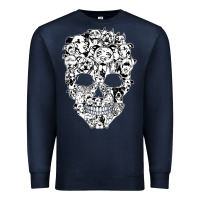 Navy funny pitbull skull dog skeleton halloween t shirt Premium Sweatshirt - linhVisuals