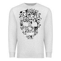 Oatmeal Heather funny pitbull skull dog skeleton halloween t shirt Premium Sweatshirt - linhVisuals