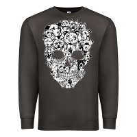 Smoke funny pitbull skull dog skeleton halloween t shirt Premium Sweatshirt - linhVisuals