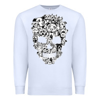 White funny pitbull skull dog skeleton halloween t shirt Premium Sweatshirt - linhVisuals