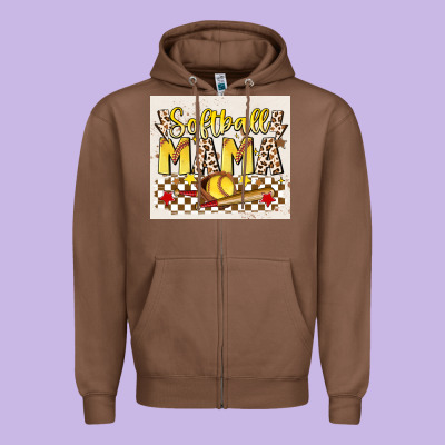Softball Mom Zipper Hoodie Designed By Jahusdesignshop