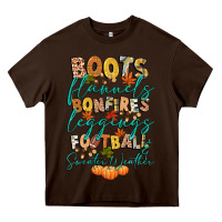Chocolate Brown boots flannels bonfires football Heavy Core Tee - CowGirlArtShop