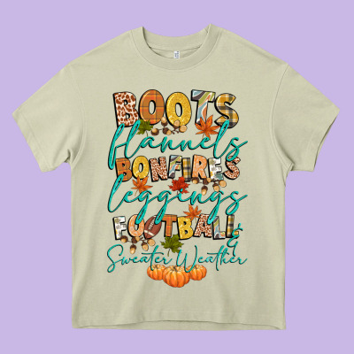 Boots Flannels Bonfires Football Heavy Core Tee Designed By Cowgirlartshop