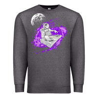 Charcoal Heather techno astronaut electronic music rave festival raver t shirt Premium Sweatshirt - linhVisuals