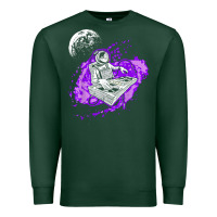 Sports Green techno astronaut electronic music rave festival raver t shirt Premium Sweatshirt - linhVisuals
