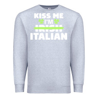 Heather Grey kiss me im italian t  shirt kiss me i'm irish italian patriotic st pat Premium Sweatshirt - linhVisuals