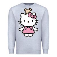 Heather Grey kitty Premium Sweatshirt - linhVisuals
