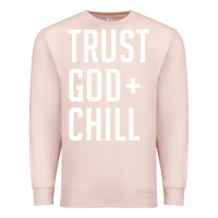 Pale Pink trust god and chill tee vintage pullover hoodie Premium Sweatshirt - linhVisuals